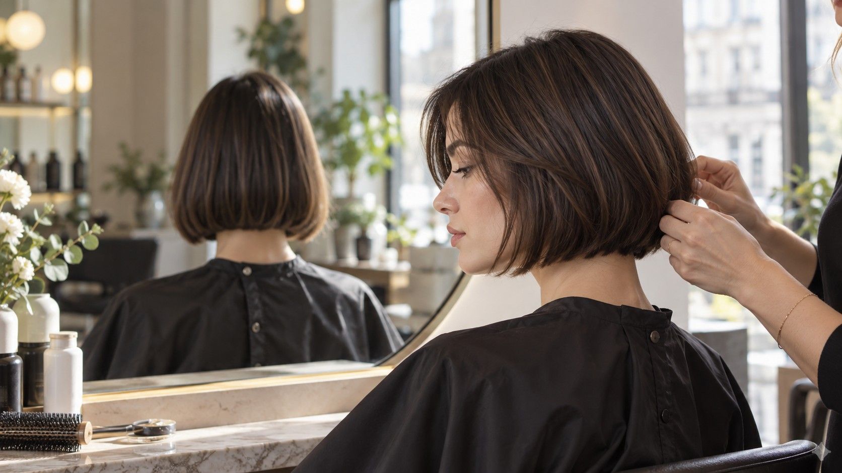 Modern bob haircut with a clean perimeter